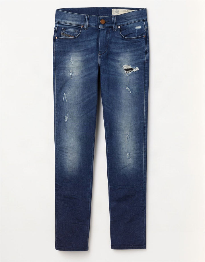 Jeans slim invecchiati da donna Diesel W24 L27 cotone blu
