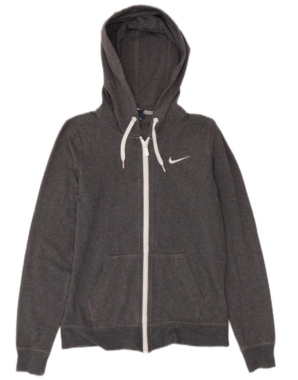 Maglione con cappuccio e zip da donna NIKE UK 10 piccolo cotone grigio
