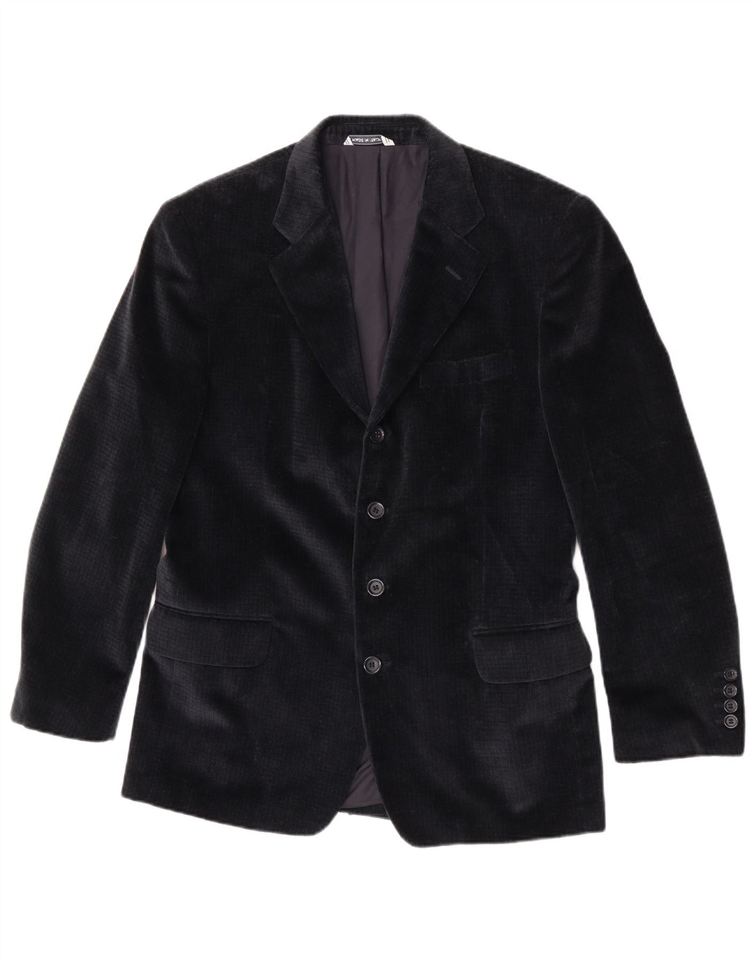 RETRO Giacca blazer in velluto da uomo a 4 bottoni IT 48 cotone blu navy medio
