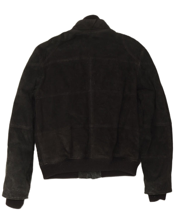 Giacca bomber scamosciata da uomo vintage UK 40 grande in pelle nera