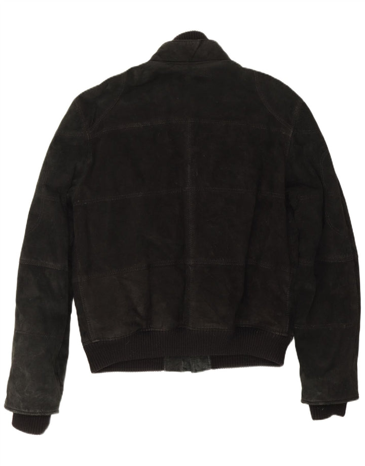 Giacca bomber scamosciata da uomo vintage UK 40 grande in pelle nera