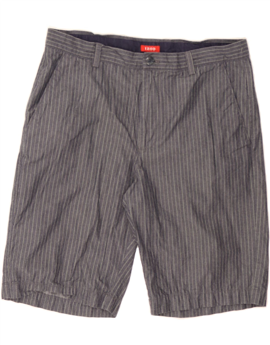 IZOD Mens Chino Shorts W34 Large Grey Striped Cotton Vintage Izod and Second-Hand Izod from Messina Hembry 