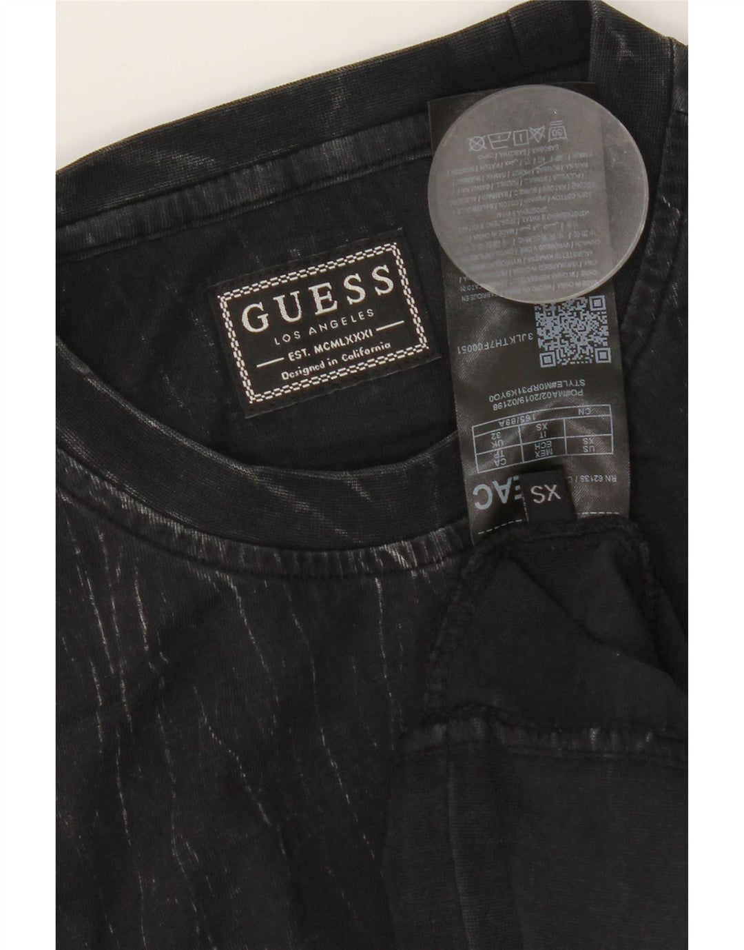 Top Guess Uomo Manica Lunga XS Cotone Nero