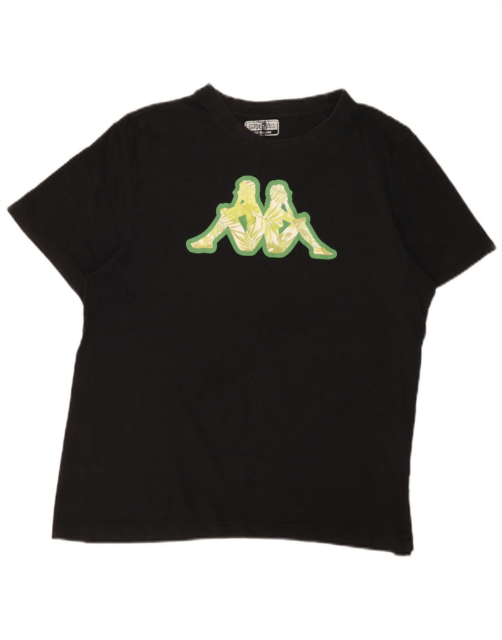T-shirt grafica da donna Kappa Top UK 14 cotone medio nero