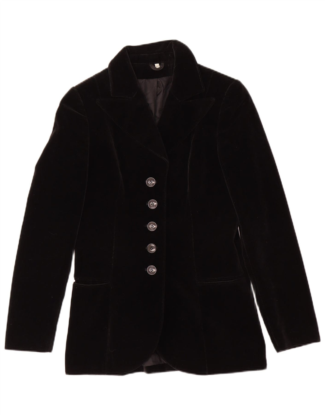Giacca blazer in velluto a 5 bottoni vintage da donna IT 42 cotone nero medio
