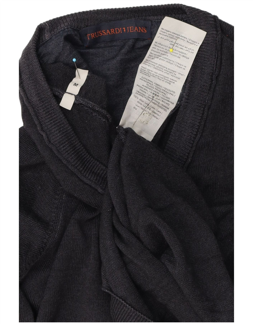 Maglione Cardigan Uomo Trussardi Jeans Medio Blu Navy Lana