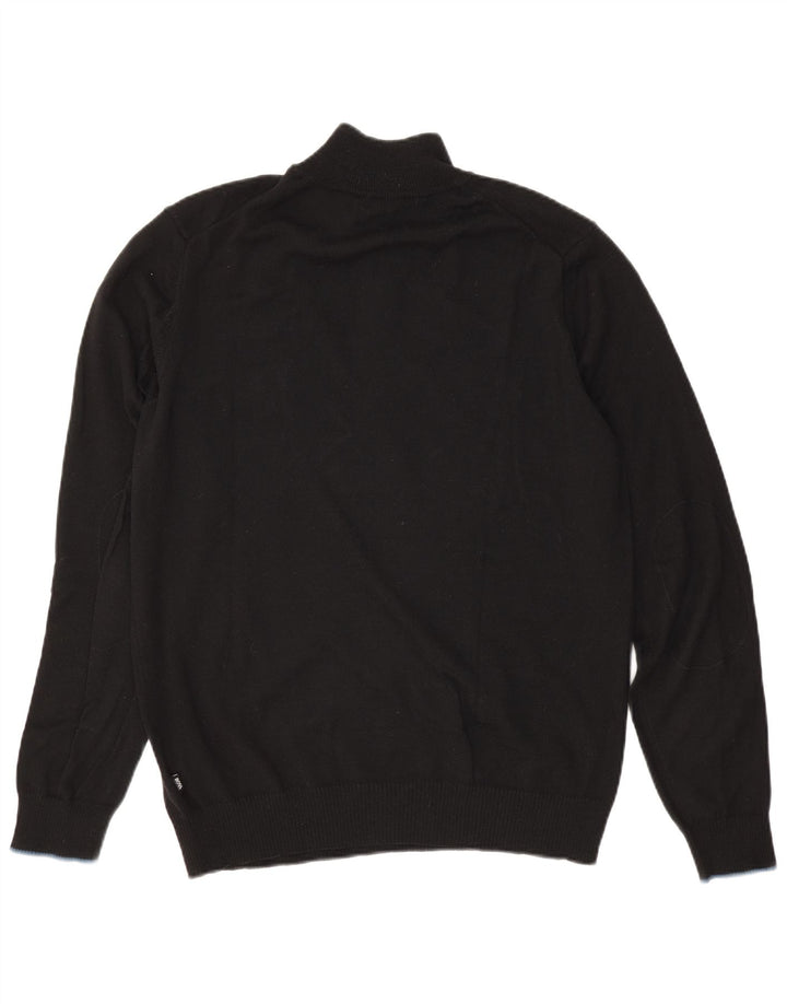 Hugo Boss Maglione da uomo con vestibilità regolare e collo con zip, grande, in lana nera