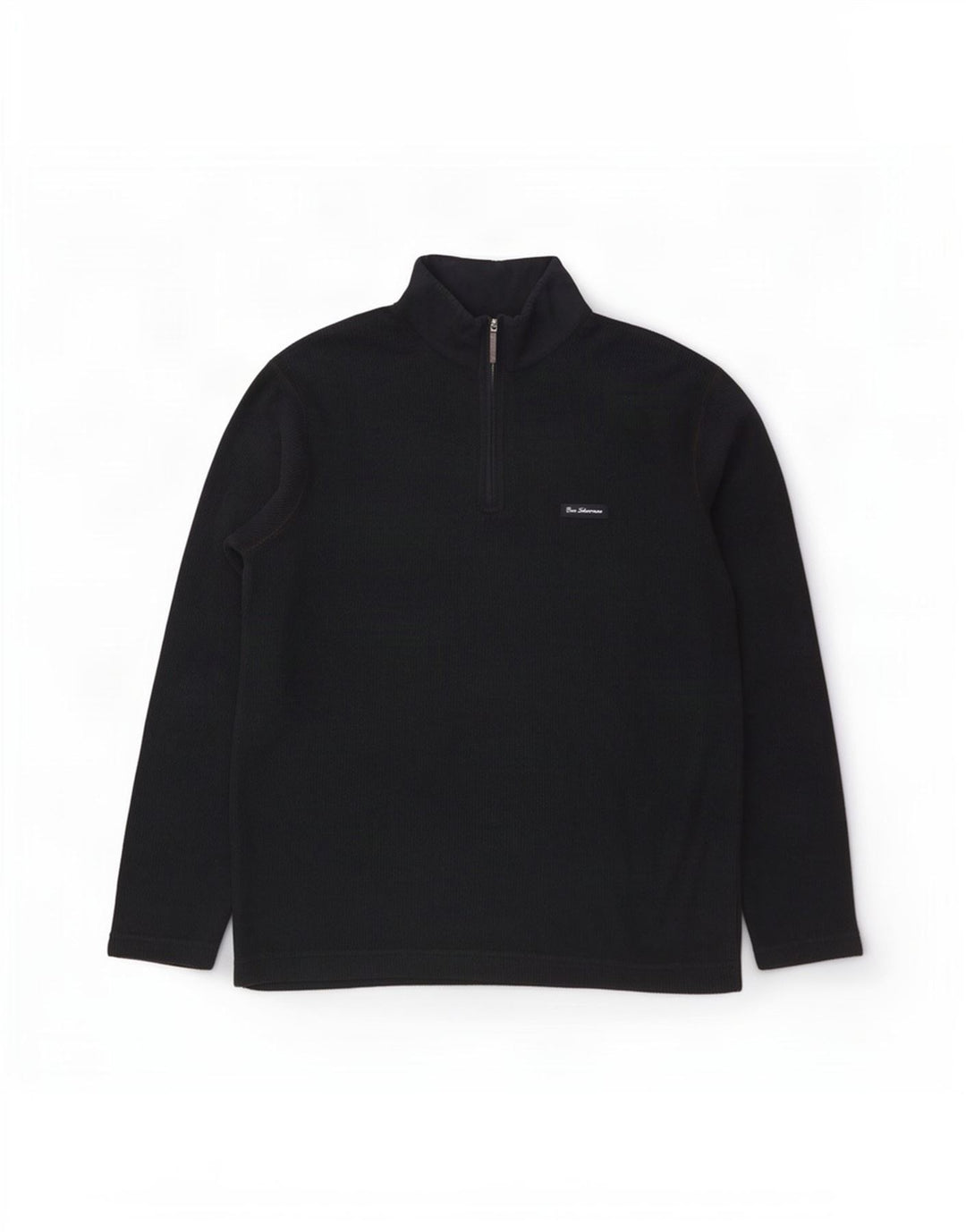 Maglione da uomo con zip e collo Ben Sherman, grande, in cotone blu navy