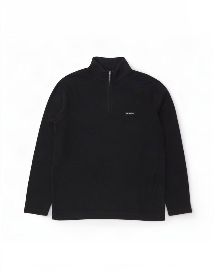 Maglione da uomo con zip e collo Ben Sherman, grande, in cotone blu navy