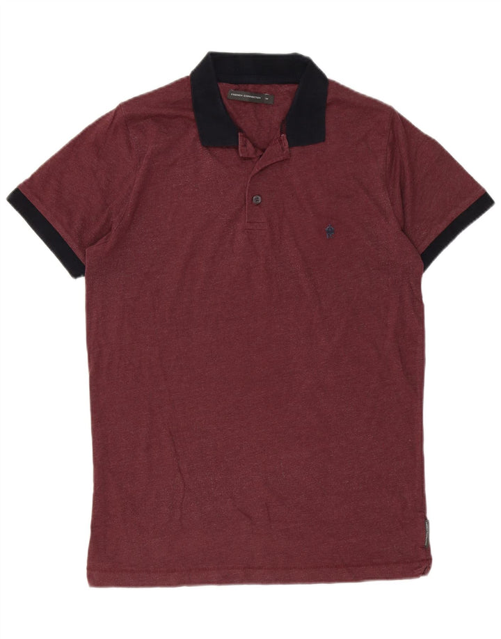 Polo da rugby da uomo French Connection in cotone bordeaux medio