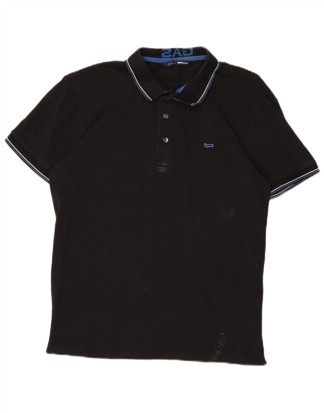 GAS Mens Polo Shirt Medium Black Cotton