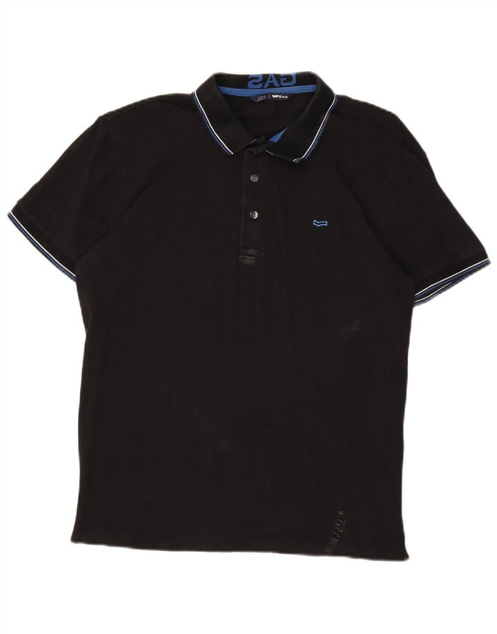 GAS Mens Polo Shirt Medium Black Cotton
