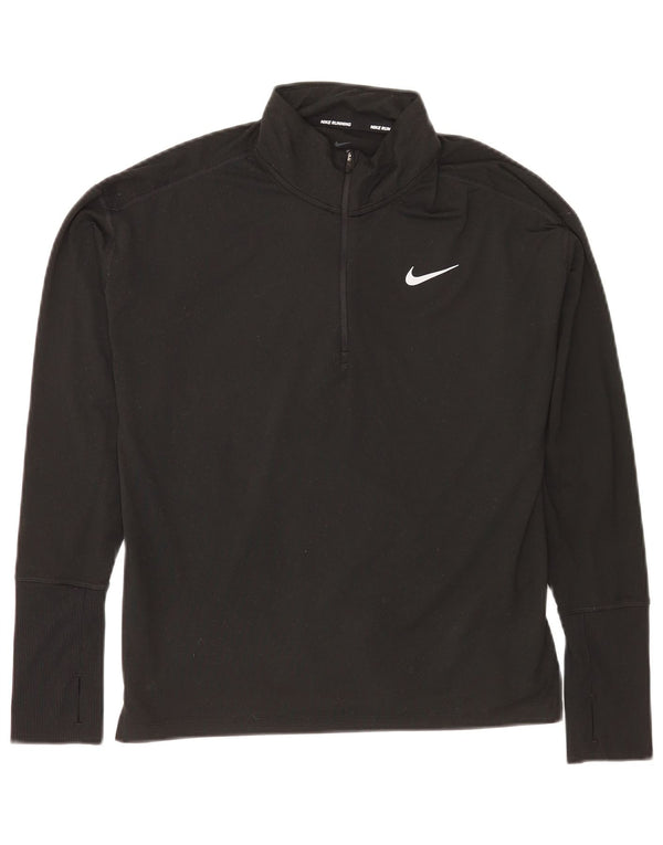 Nike - Top da corsa da donna, vestibilità ampia, manica lunga, UK 10, piccolo, nero, sportivo