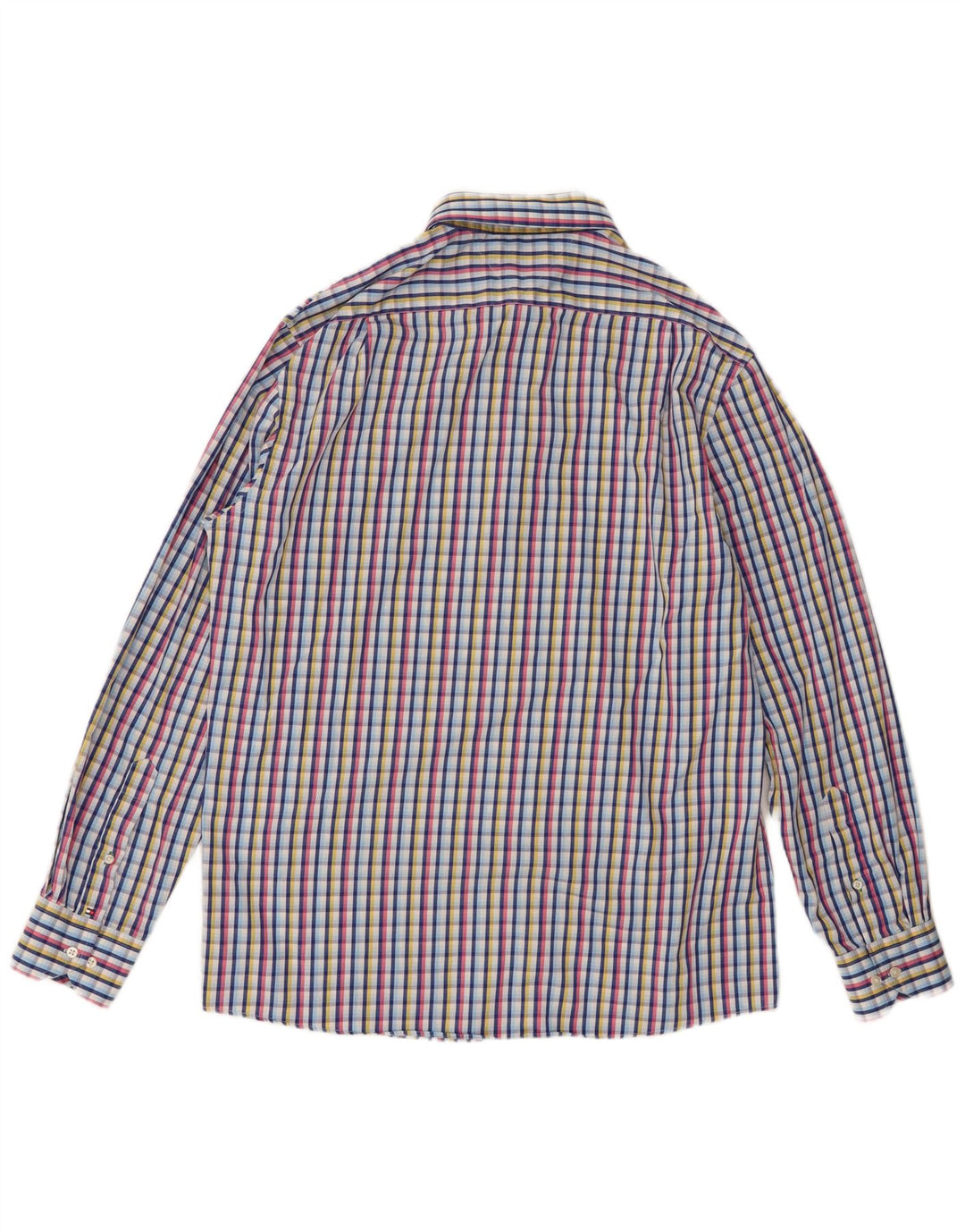 Camicia da uomo Tommy Hilfiger taglia 16 16 1/2 grande cotone a quadri multicolore