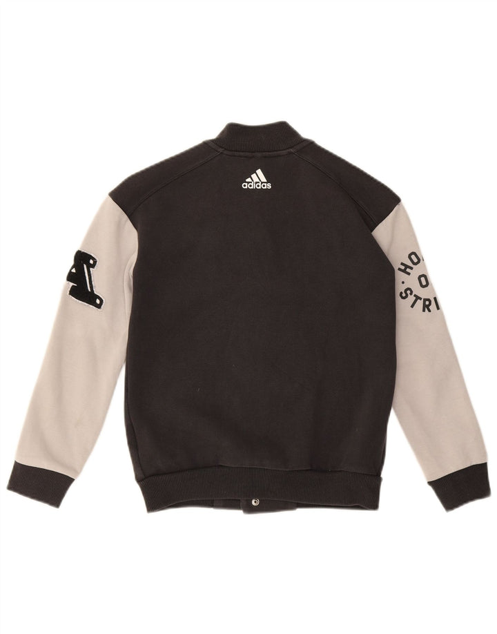Giacca da ginnastica grafica da ragazzo Adidas 8-9 anni in cotone color block nero