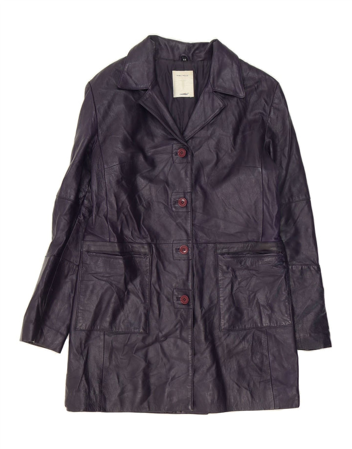 CONBIPEL Womens Leather Coat IT 44 Medium Navy Blue Leather Vintage Conbipel and Second-Hand Conbipel from Messina Hembry 