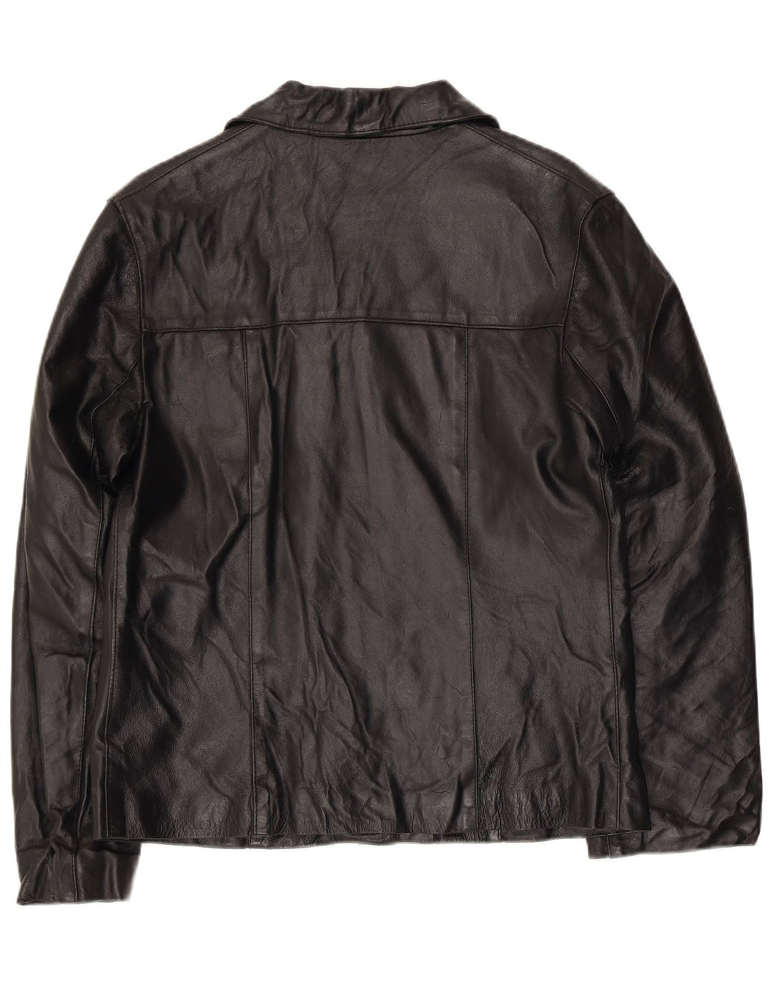 Giacca in pelle da donna vintage UK 14 in pelle nera media