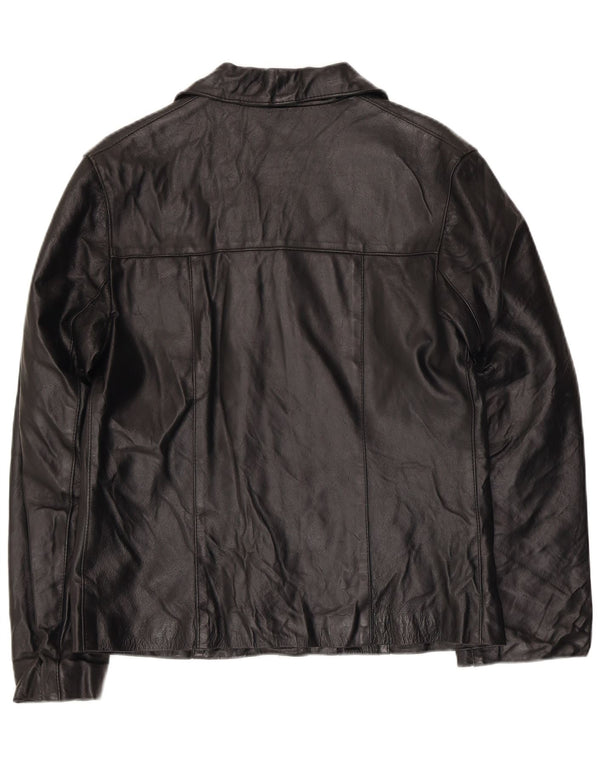 Giacca in pelle da donna vintage UK 14 in pelle nera media