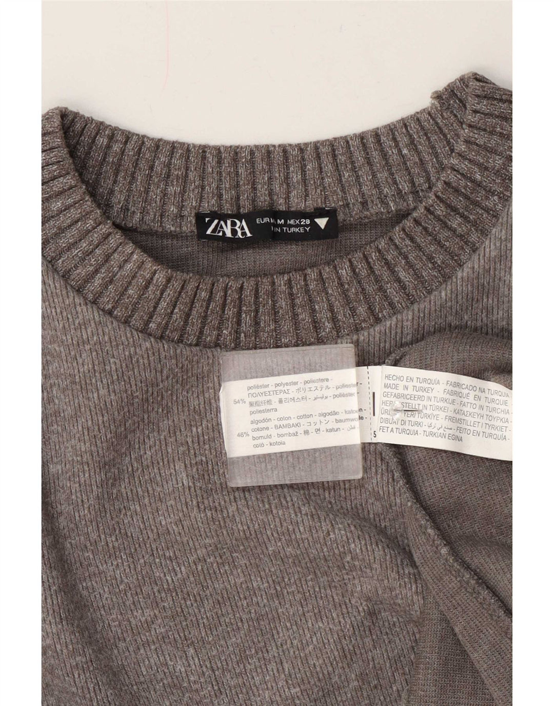 Maglione maglione con scollo a barca da donna Zara UK 14 Poliestere grigio medio