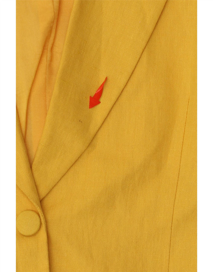 POP 84 Giacca blazer da donna a 2 bottoni UK 12 Lino giallo medio