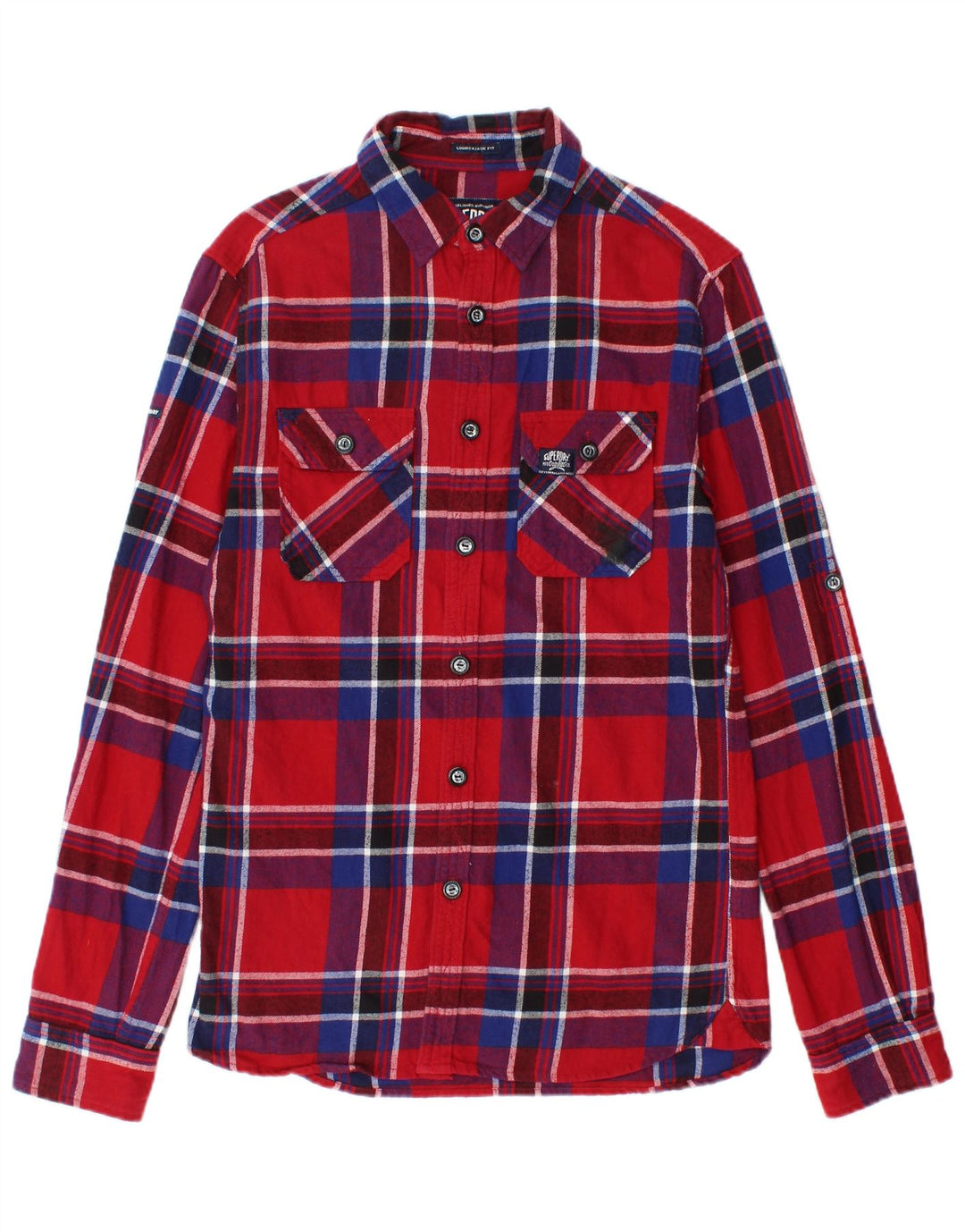 Camicia da uomo in flanella Superdry in cotone a quadri rossi piccoli