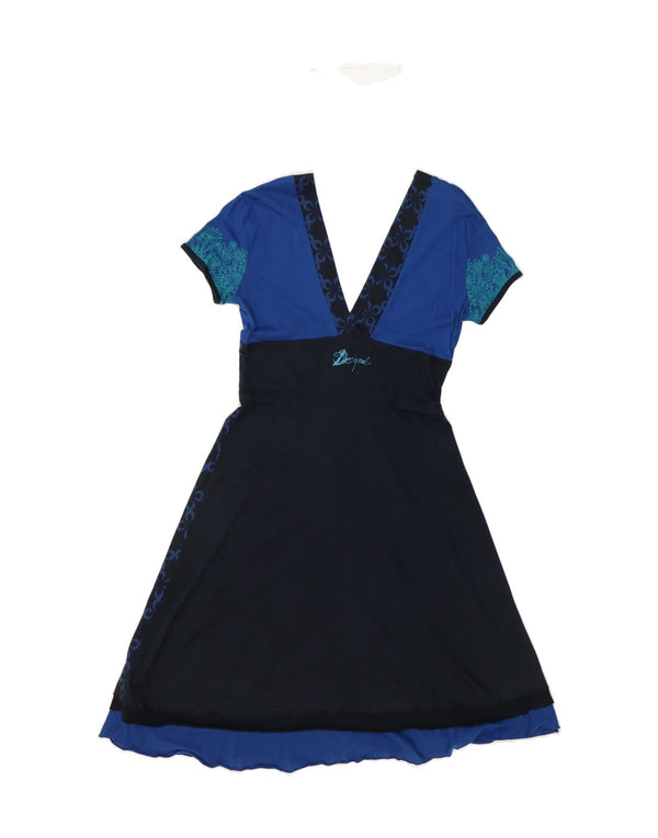 DESIGUAL Abito a trapezio da donna UK 14 Grande floreale blu