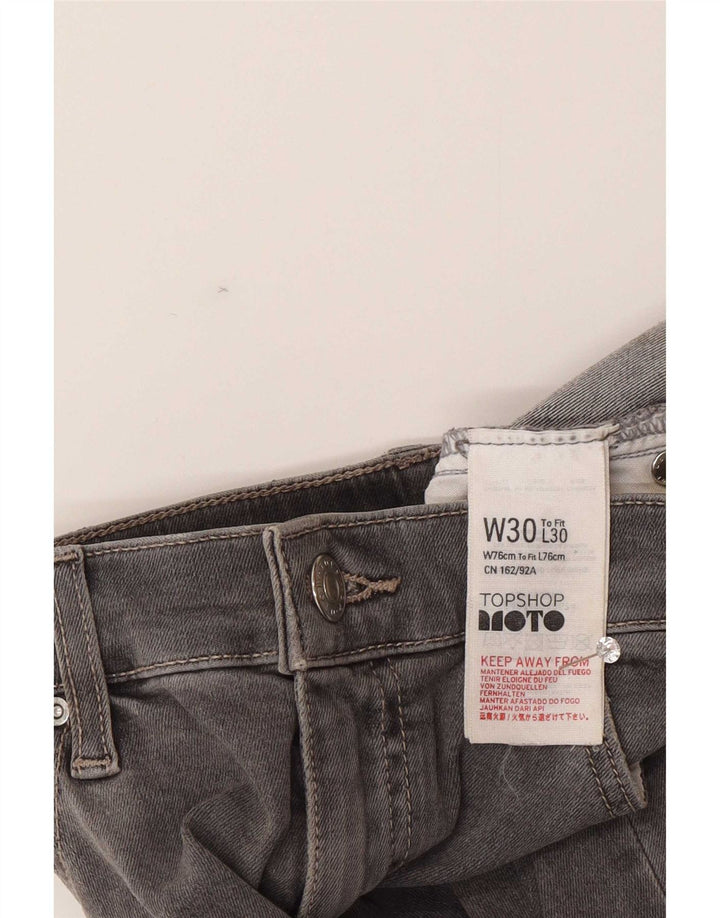 Jeans slim invecchiati da donna Topshop W30 L26 cotone grigio