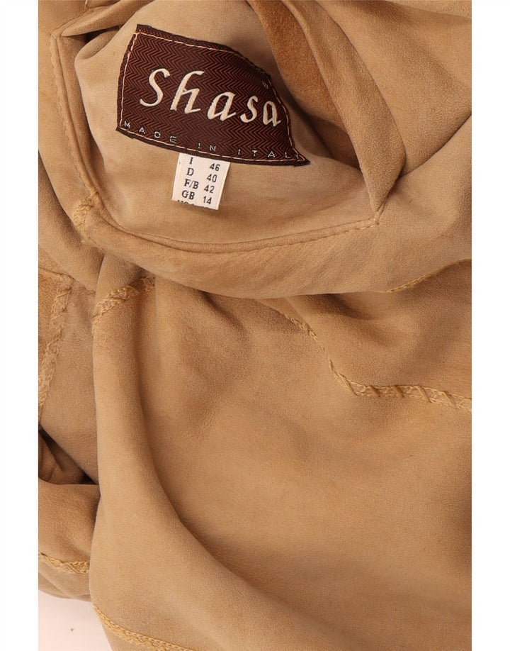 Cappotto in shearling oversize da donna vintage UK 14 grande pelle beige