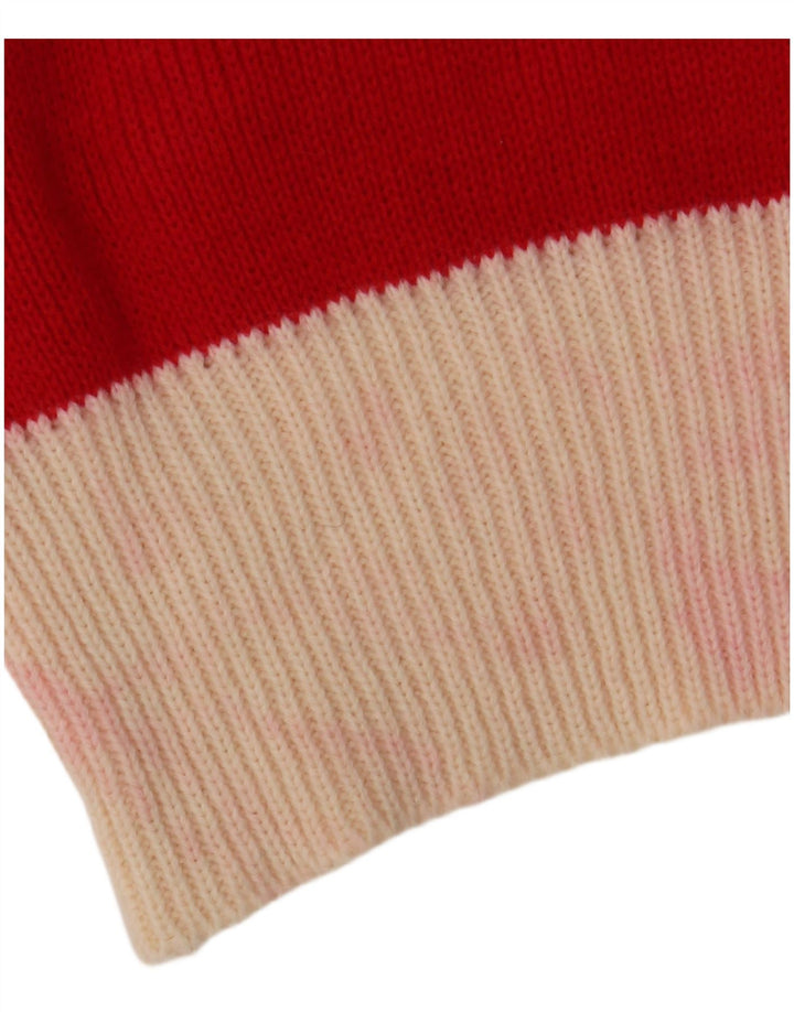 Maglione da donna con collo alto VINTAGE IT 48 XL Acrilico color block rosso