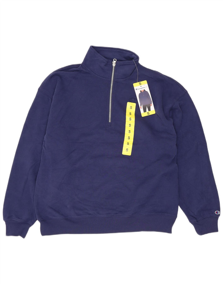 Felpa da donna oversize con collo e zip Champion, taglia UK 10, piccola, blu navy