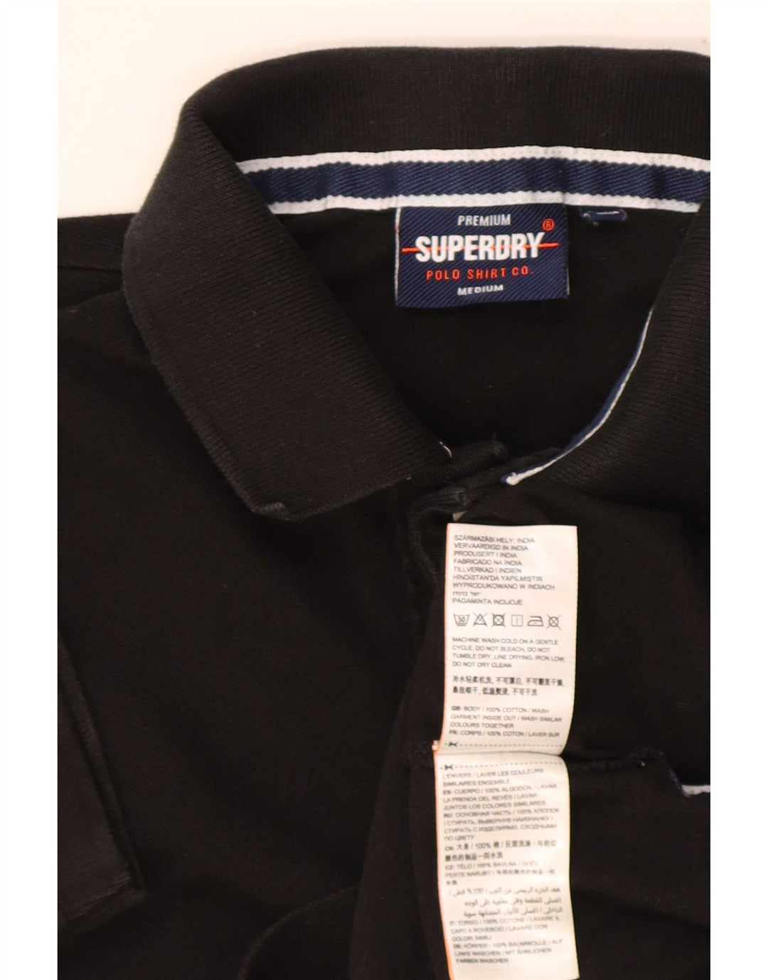 Polo da uomo Superdry in cotone nero medio
