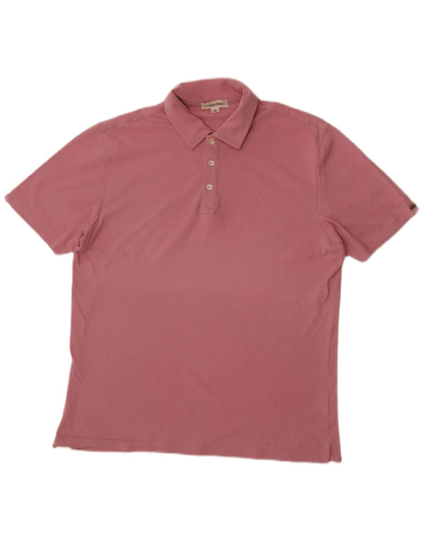 Polo da uomo Calvin Klein in cotone rosa medio