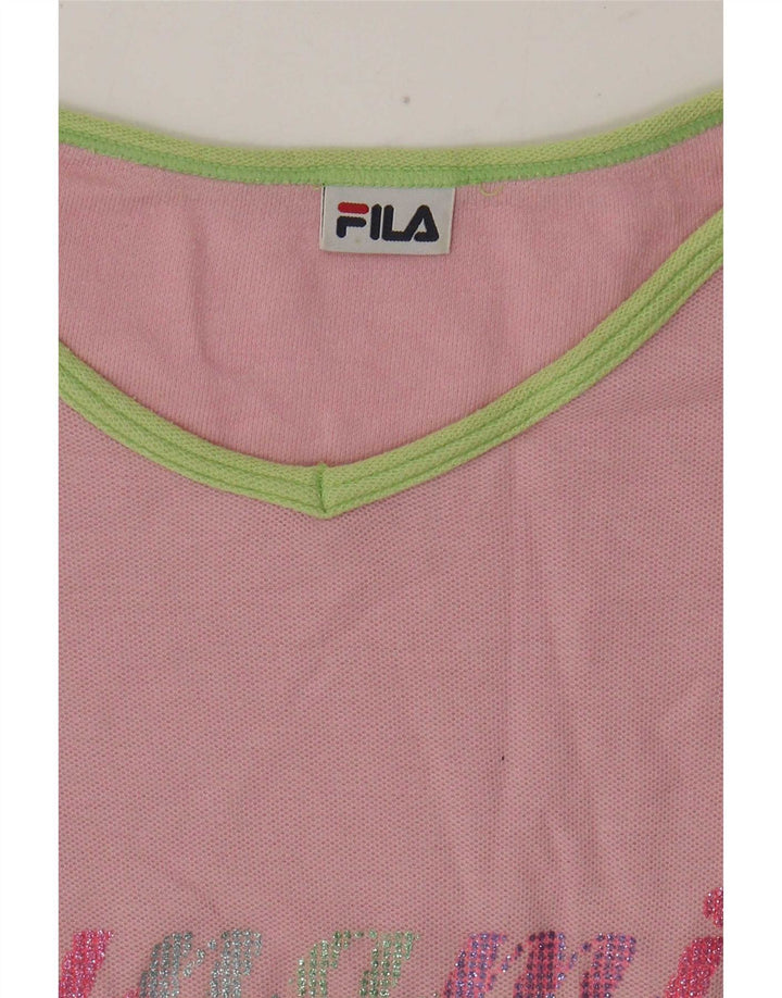 Maglietta grafica da donna a maniche lunghe Fila UK 14 Rosa medio