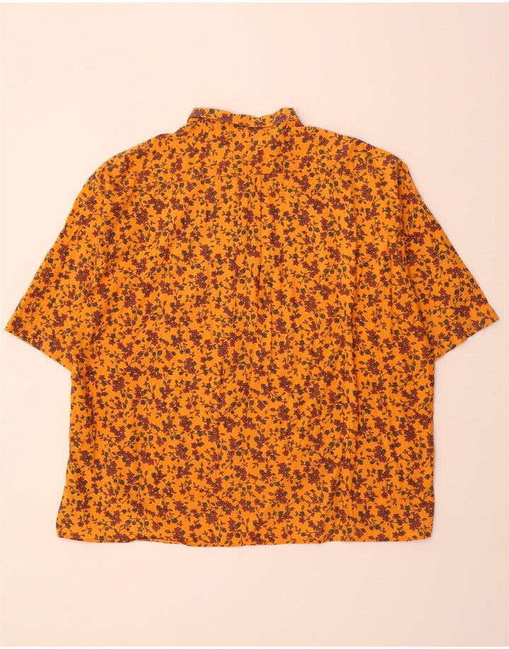 TAVARNER Mens Short Sleeve Shirt XL Orange Floral