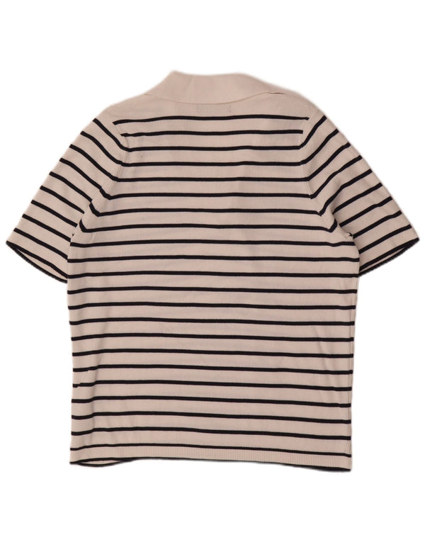 Polo da donna Marks & Spencer UK 18 XL cotone a righe bianche