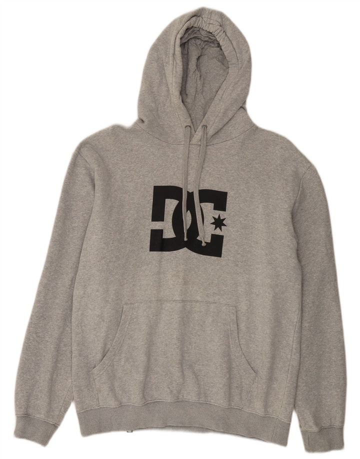 Felpa con cappuccio grafica DC da uomo, grande, in cotone grigio screziato