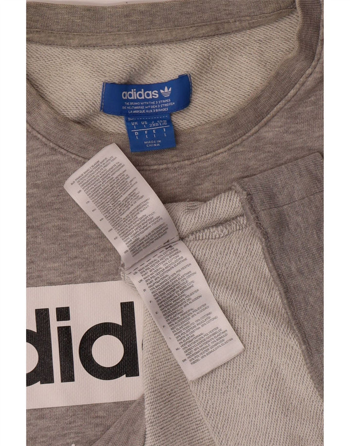 Felpa grafica da uomo ADIDAS, maglione grande, cotone grigio