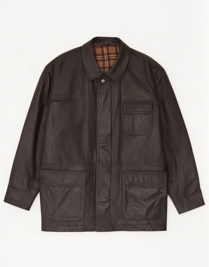 Giacca in pelle vintage da uomo UK 40 grande nera
