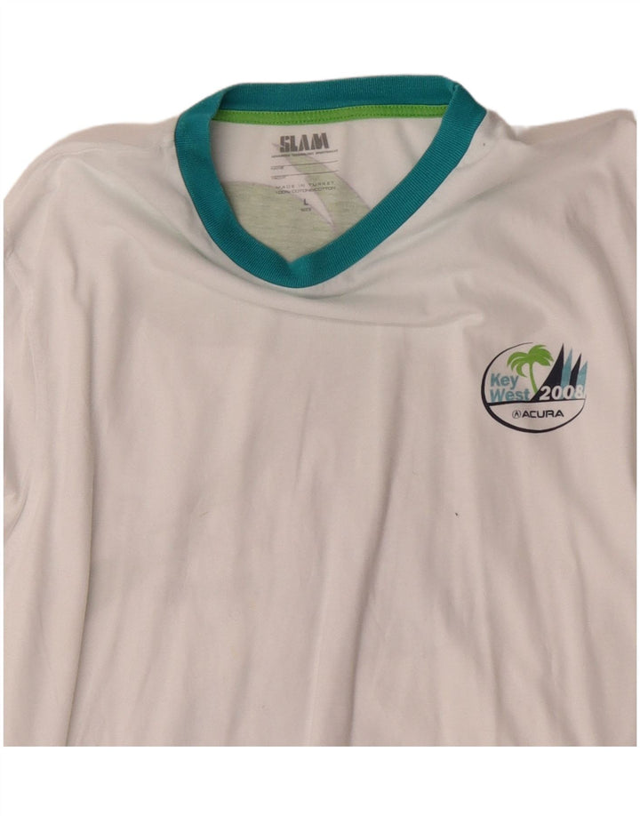 Slam Top da uomo con grafica Florida a maniche lunghe in cotone bianco grande