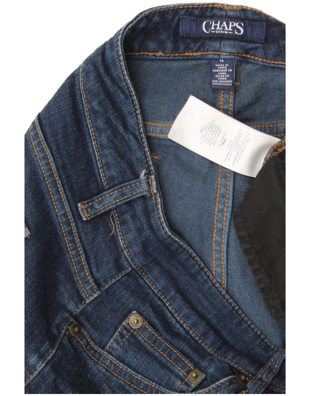 Jeans dritti da donna Chaps US 14 XL W38 L31 Cotone blu