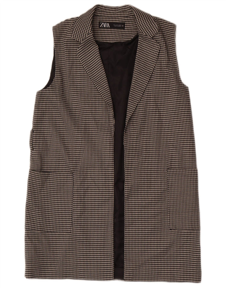 Gilet oversize lungo da donna Zara UK 10 piccolo pied de poule nero
