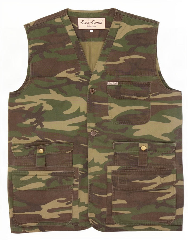 ESSE EMME Gilet da uomo IT 50 Large Verde Camouflage Poliestere