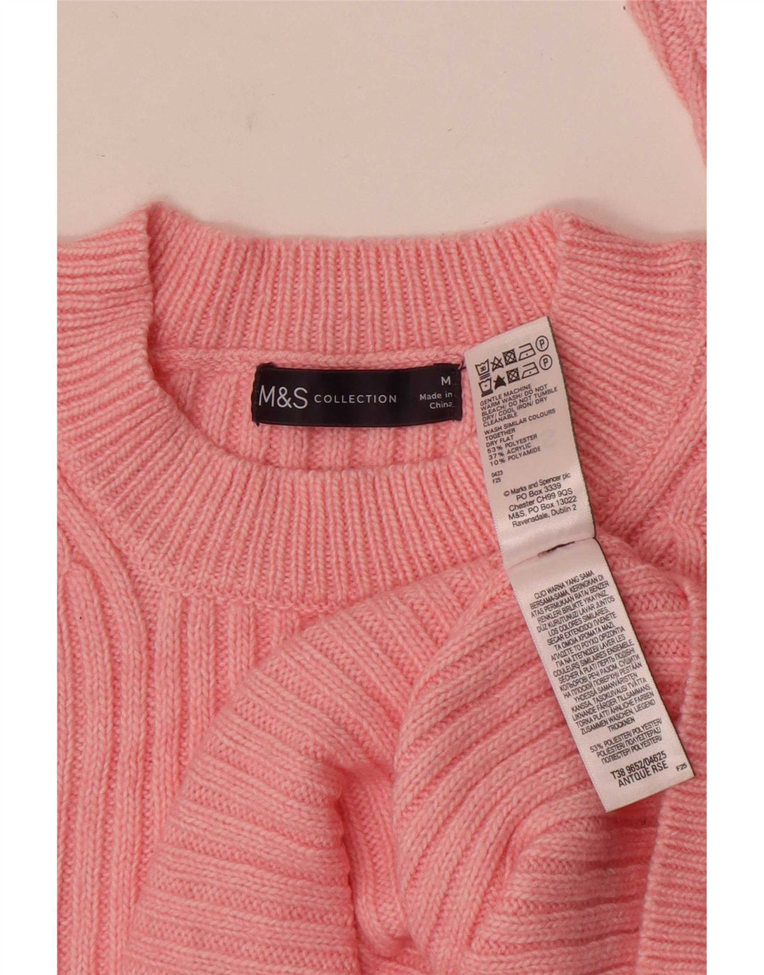 Maglione maglione girocollo da donna Marks & Spencer UK 14 Poliestere rosa medio
