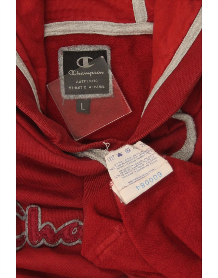 Maglione con cappuccio grafico da uomo CHAMPION grande in cotone rosso