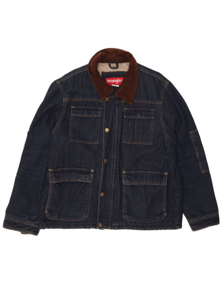 Giacca in denim Sherpa da uomo Wrangler UK 40 grande cotone blu