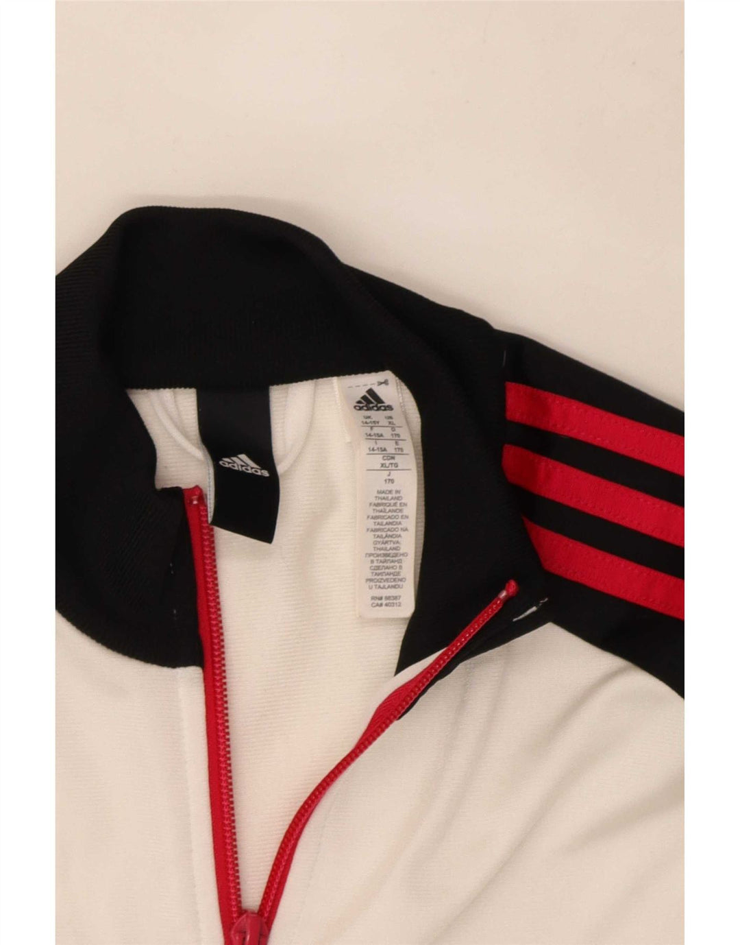 Giacca superiore della tuta da ragazza Adidas 14-15 anni Poliestere color block bianco
