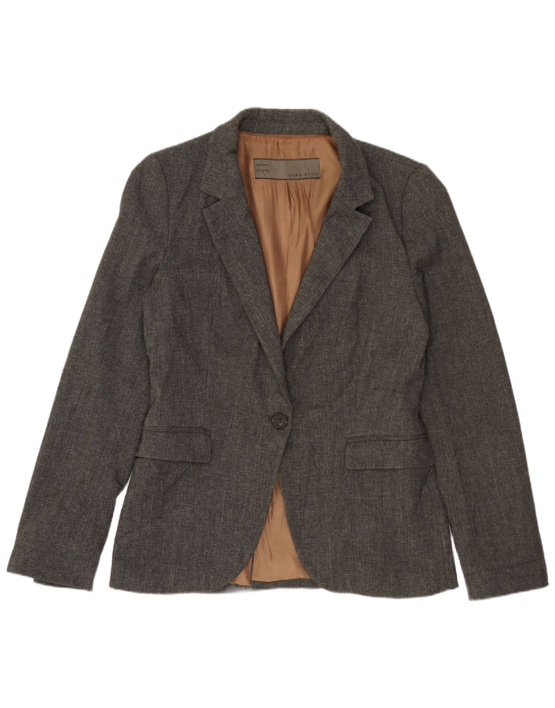 Giacca blazer a 1 bottone da donna Zara UK 12 Poliestere grigio medio