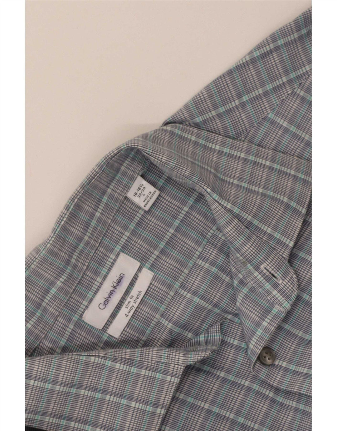 Camicia slim fit da uomo Calvin Klein taglia 16 1/2 grande quadri grigi