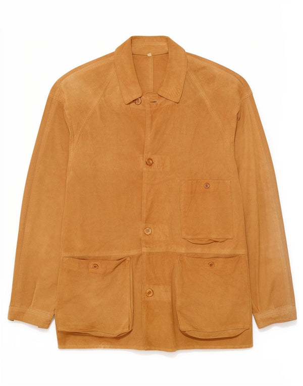 Giacca vintage in pelle scamosciata da uomo IT46 piccola beige