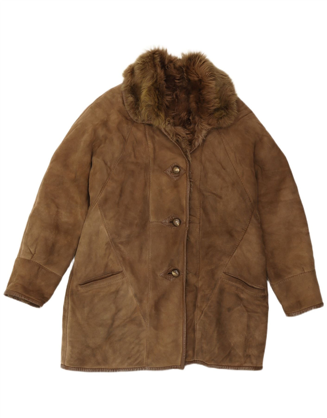Cappotto in shearling da donna Carla Buti UK 12 Shearling marrone medio